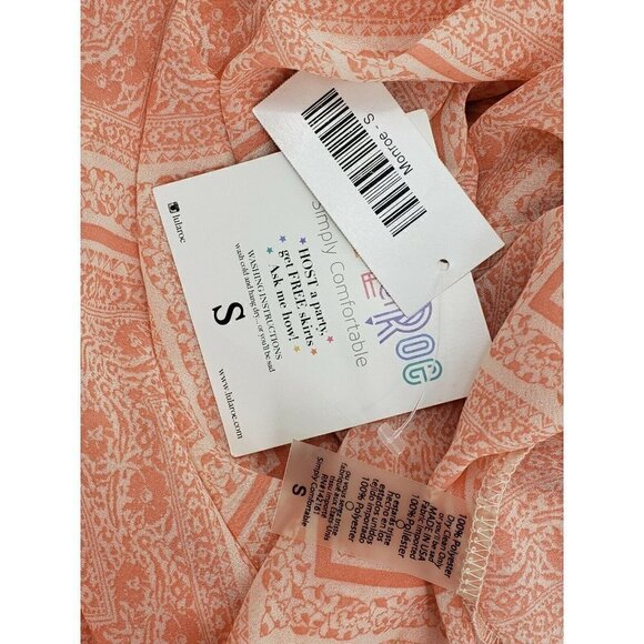 New Lularoe Monroe Kimono Womens Small Peach Floral Chevron Cover Up Fringe - Picture 6 of 6